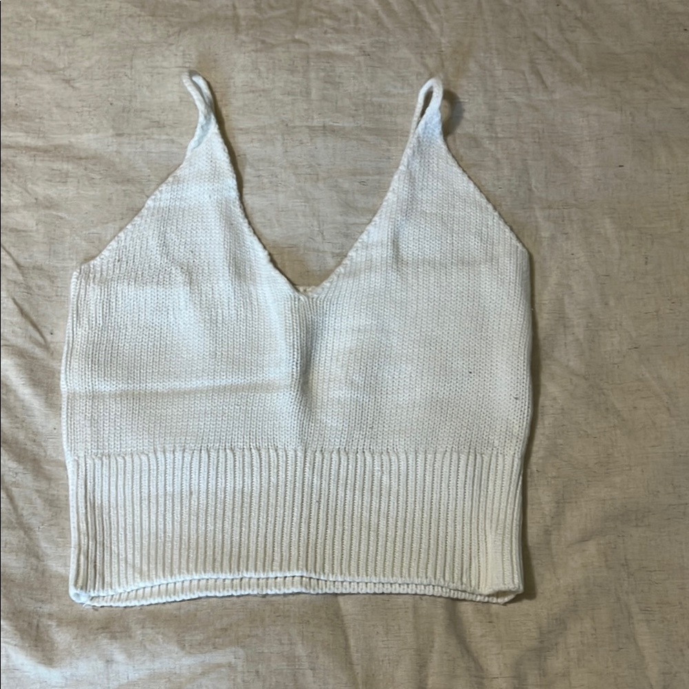 Elegant White Knit Women's Tank Top